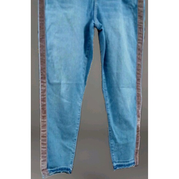 LOFT 16 33 Velvet Stripe Skinny Jeans Raw Hem Y2K Balletcore Soft Grunge - Picture 4 of 10
